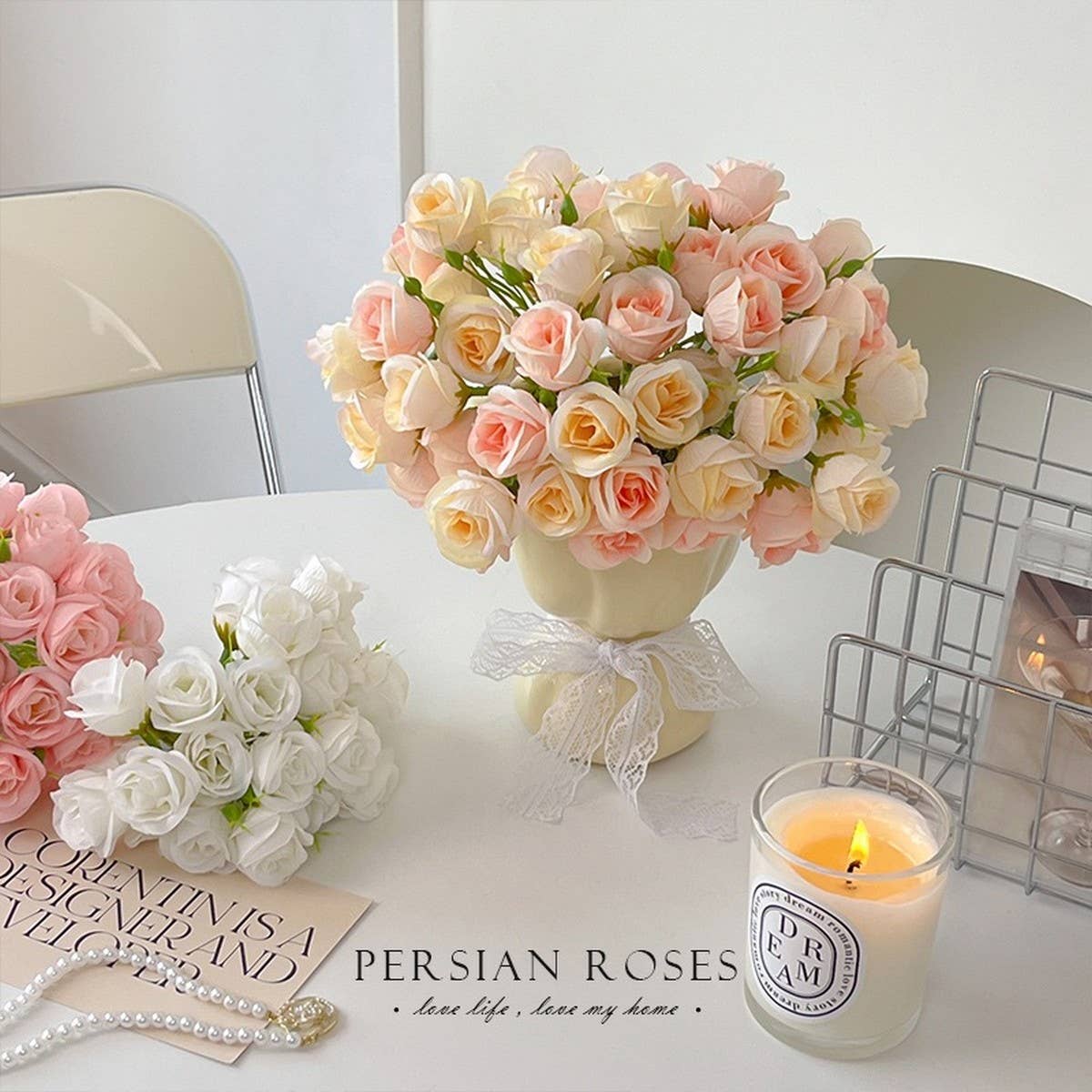 Faux 27-Head Rose Bouquet for Wedding Handheld