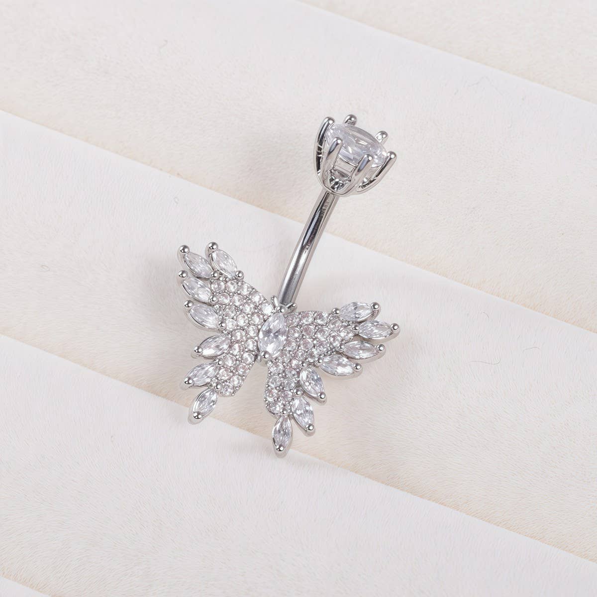 New CZ Butterfly Stainless Steel Navel Ring