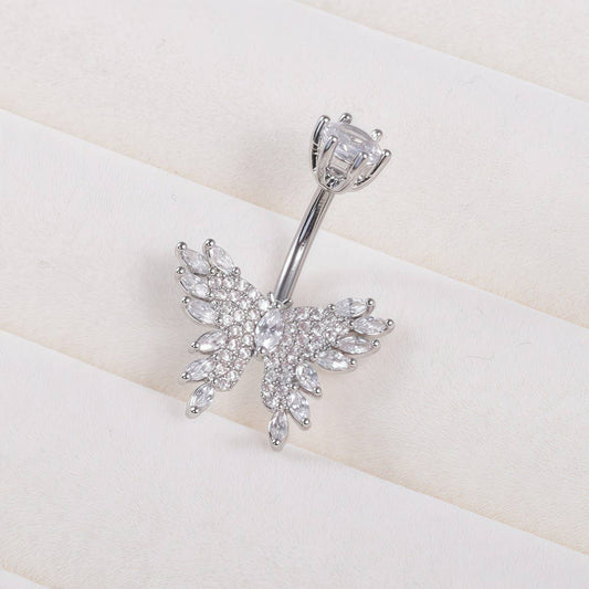 New CZ Butterfly Stainless Steel Navel Ring