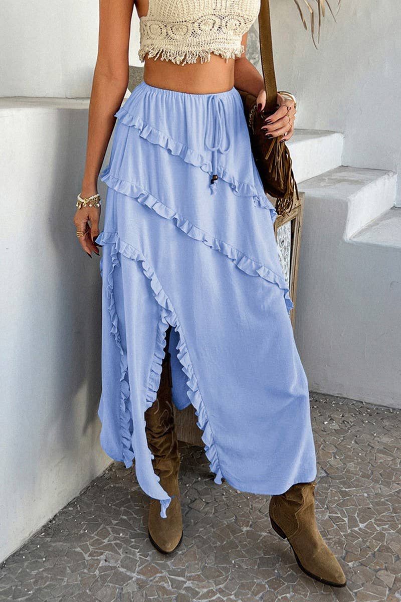 CWBLS0514_HOLIDAY-INSPIRED LACE-UP WAISTED MIDI SKIRT