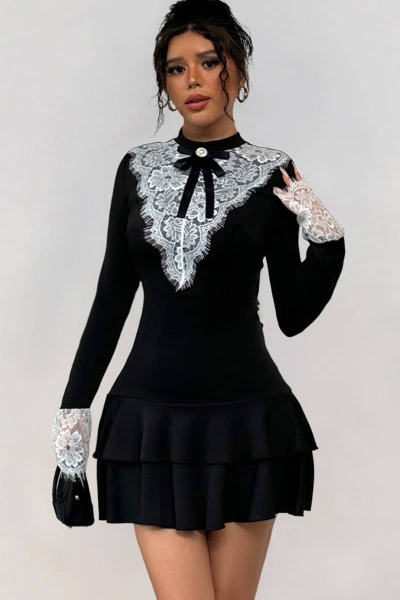 CWDSD8739_LACE PATCHWORK VINTAGE ELEGANT PARTY DRESS