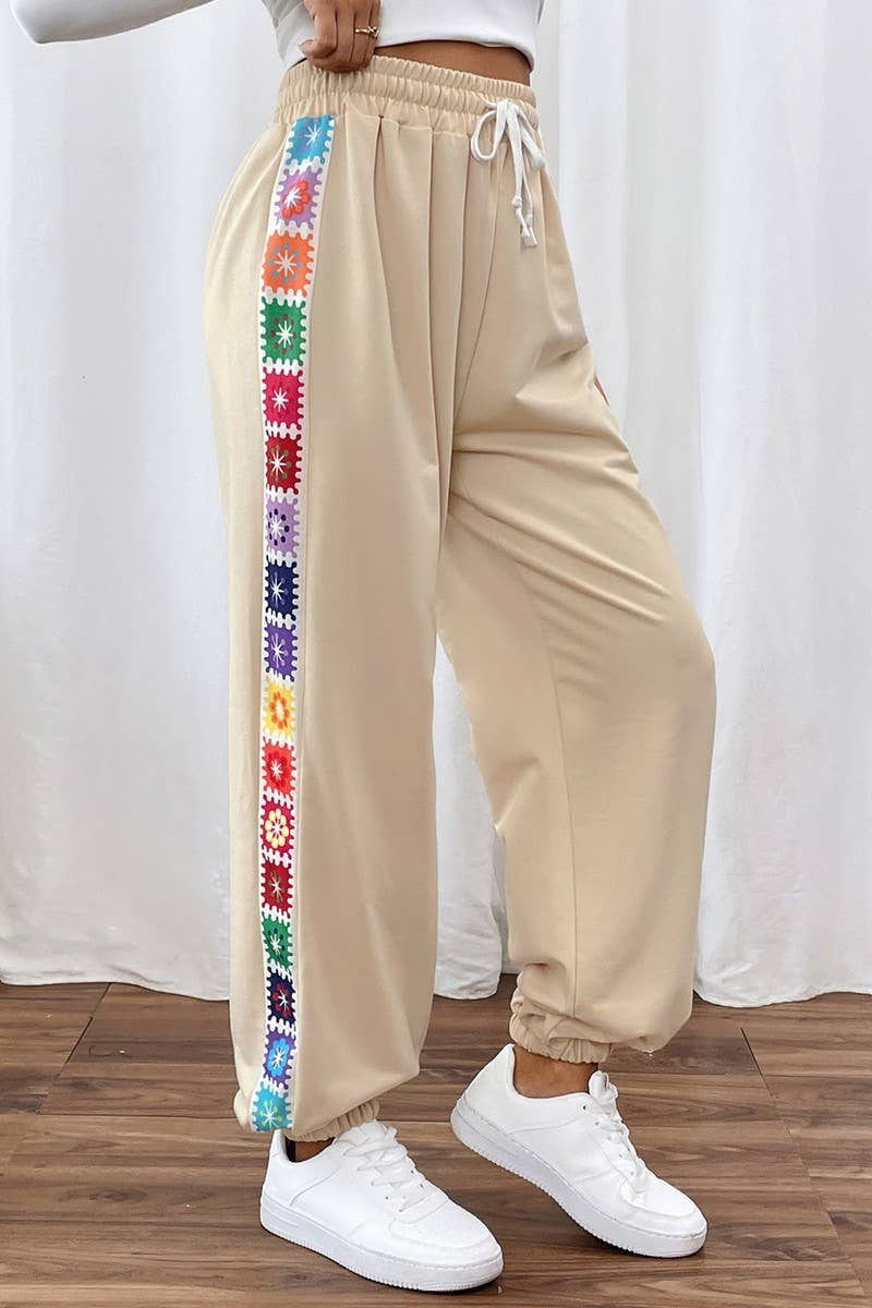 CWBLP1185_CASUAL COLORFUL PRINTED ELASTIC WAIST SWEATPANTS