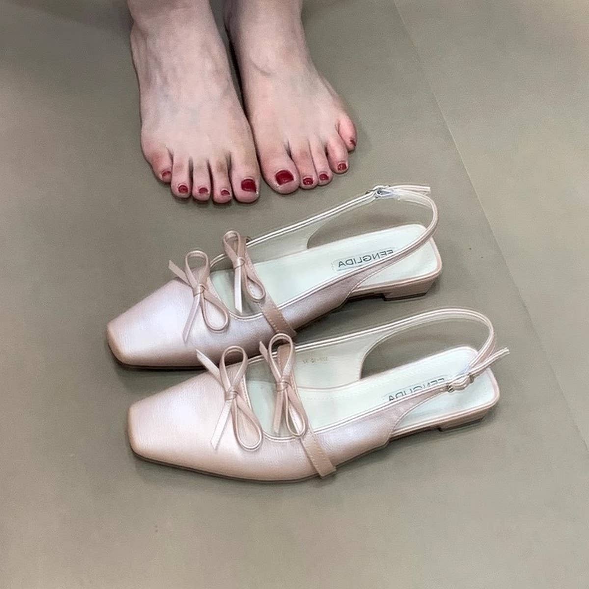 Silver Bow Closed-Toe Sandals