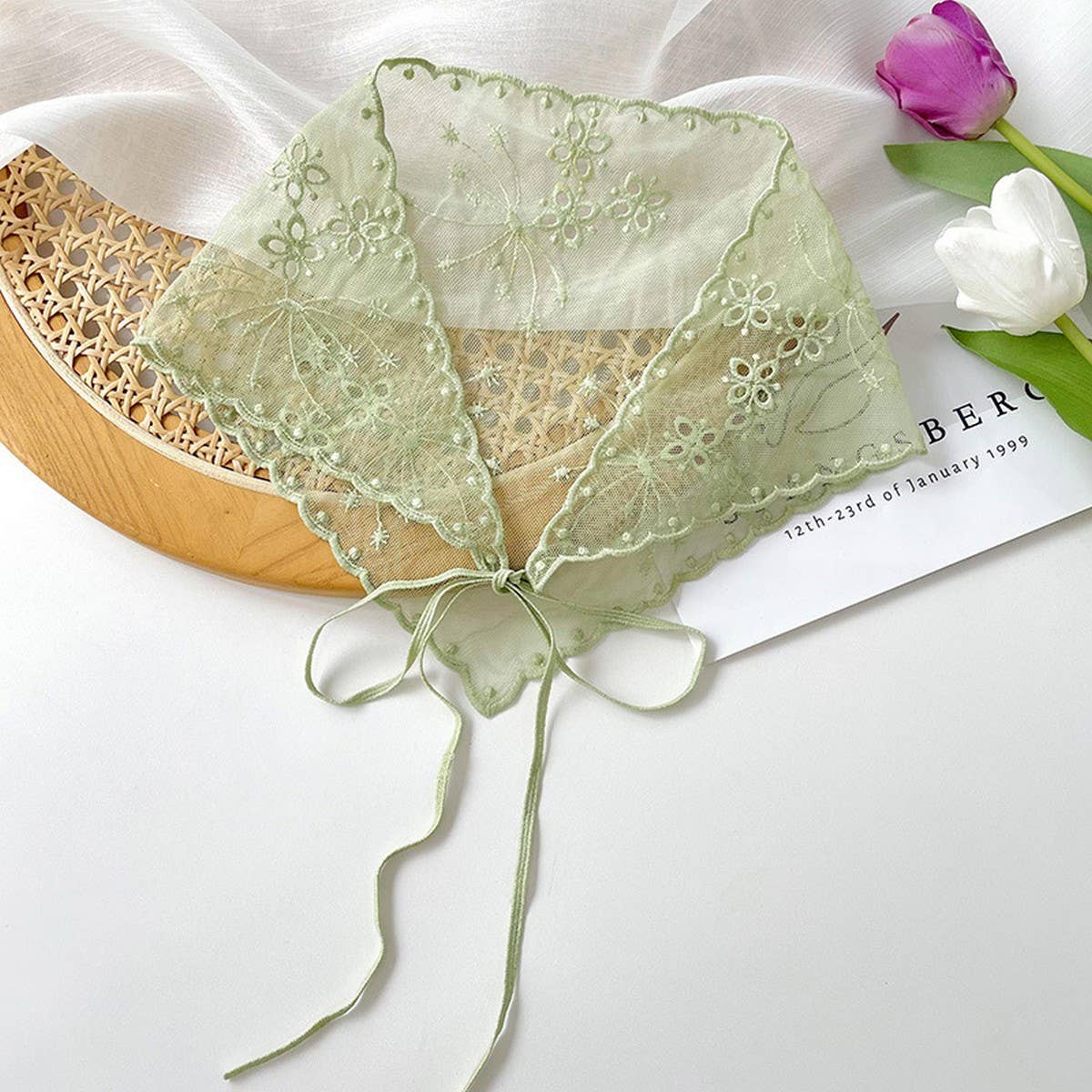 SIMPLE SOLID COLOR HOLLOW LACE SCARF_CWASC0747