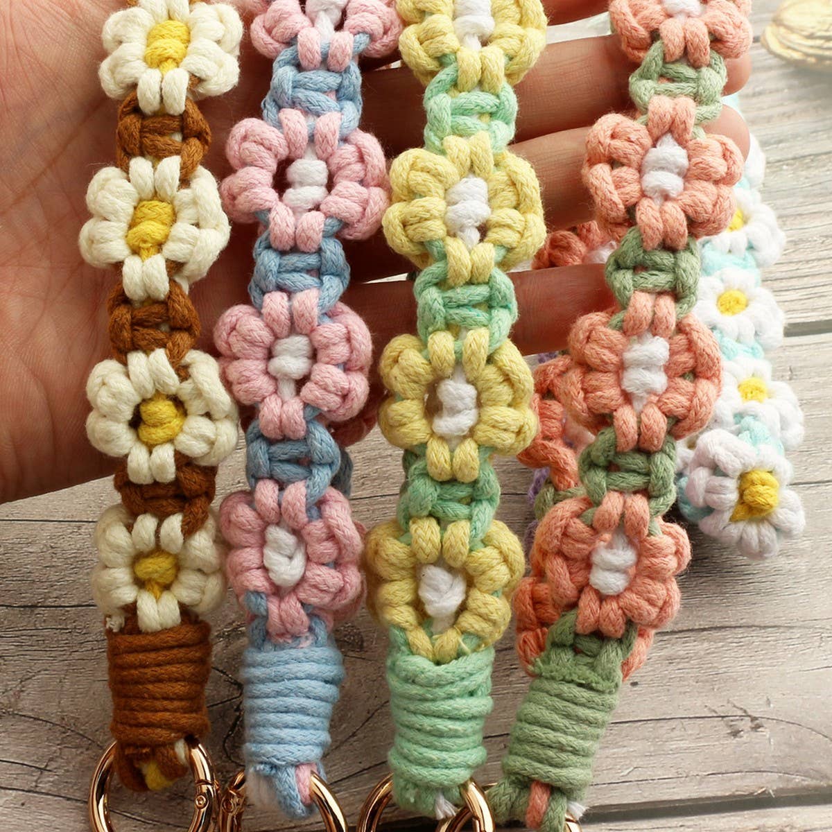 Daisy Wrist Strap Nordic Woven Keychain Pendant_CWAB5023
