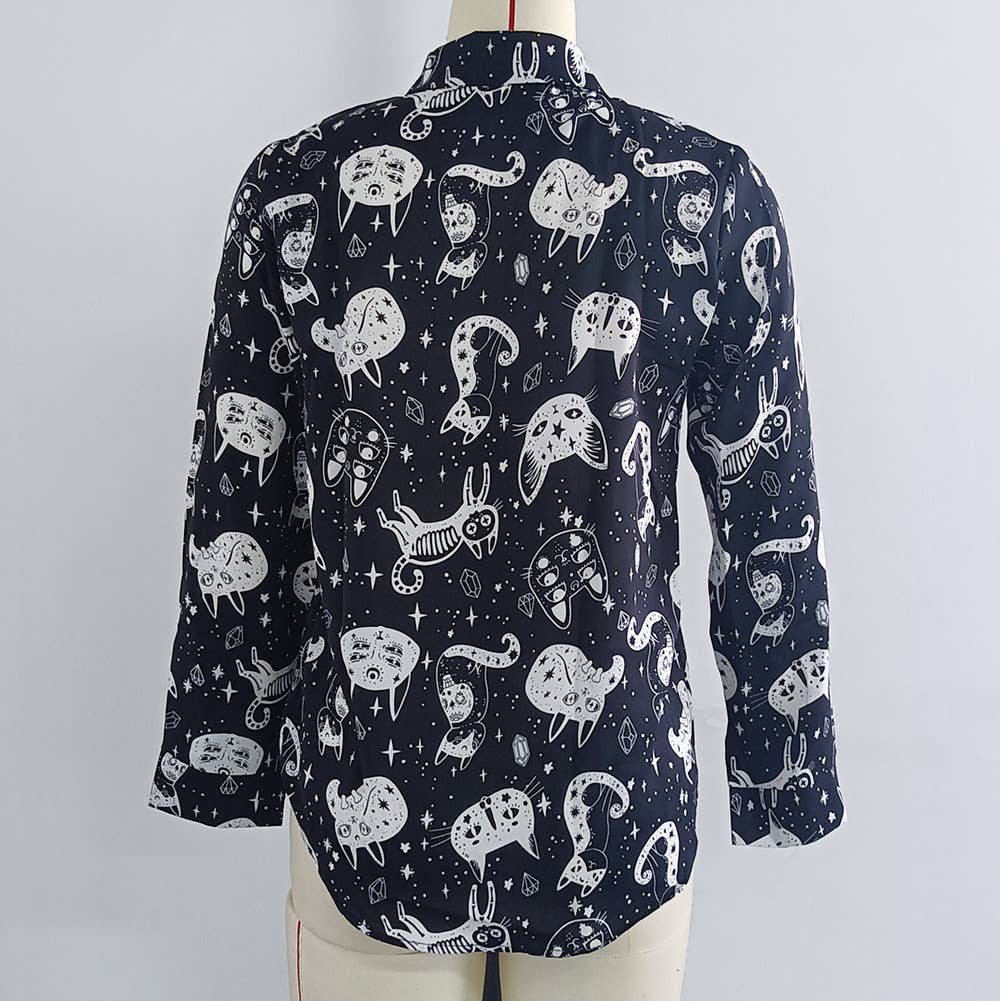 Long sleeve print loose abstract print shirt
