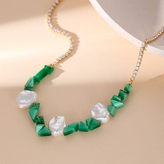 SHAPED PEARL NATURAL STONE PENDANT NECKLACE