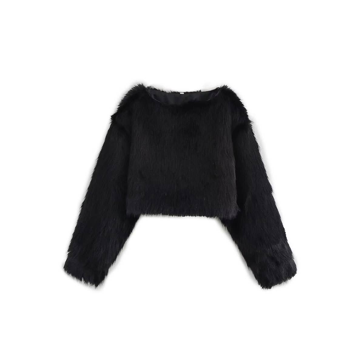 STYLISH ALL-IN-ONE FAUX FUR EFFECT CROPPED TOP