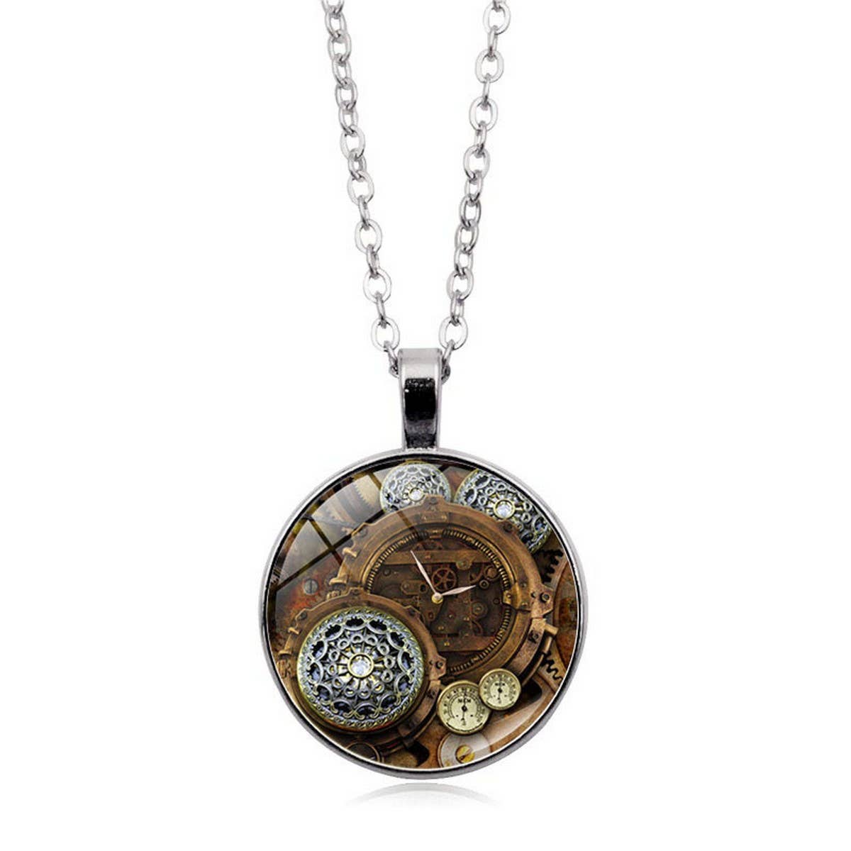 STEAMPUNK MECHANICAL TIME GEM NECKLACE JEWELRY_CWAJE0699