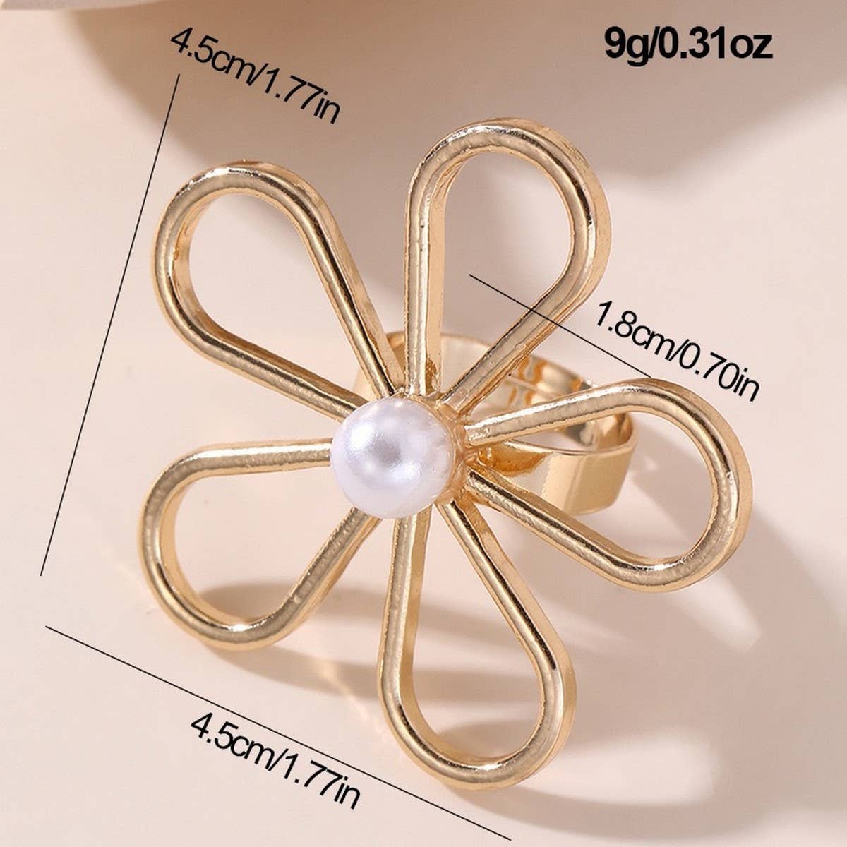 IRREGULAR HOLLOW WINDING IMITATION PEARL RING