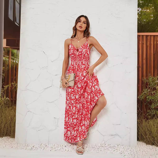 PRINT SEXY HALTER DRESS