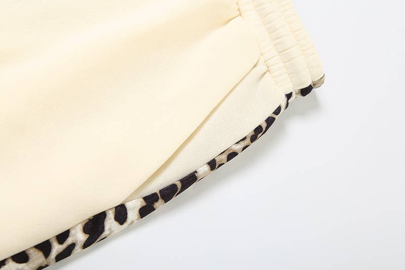 Leopard high-waisted loose straight-leg pants