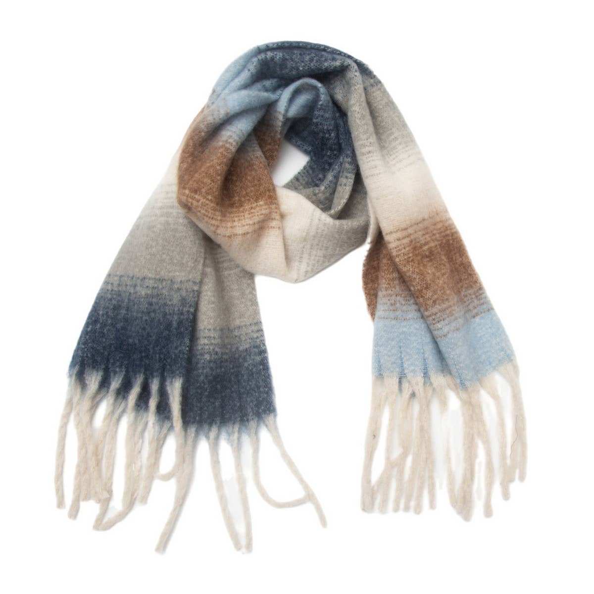 Gradient Chunky Tassel Scarf - Autumn and Winter