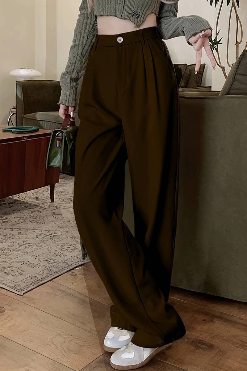 CWBLP2075_HIGH WAIST LOOSE FIT DRAPED STRAIGHT TROUSERS