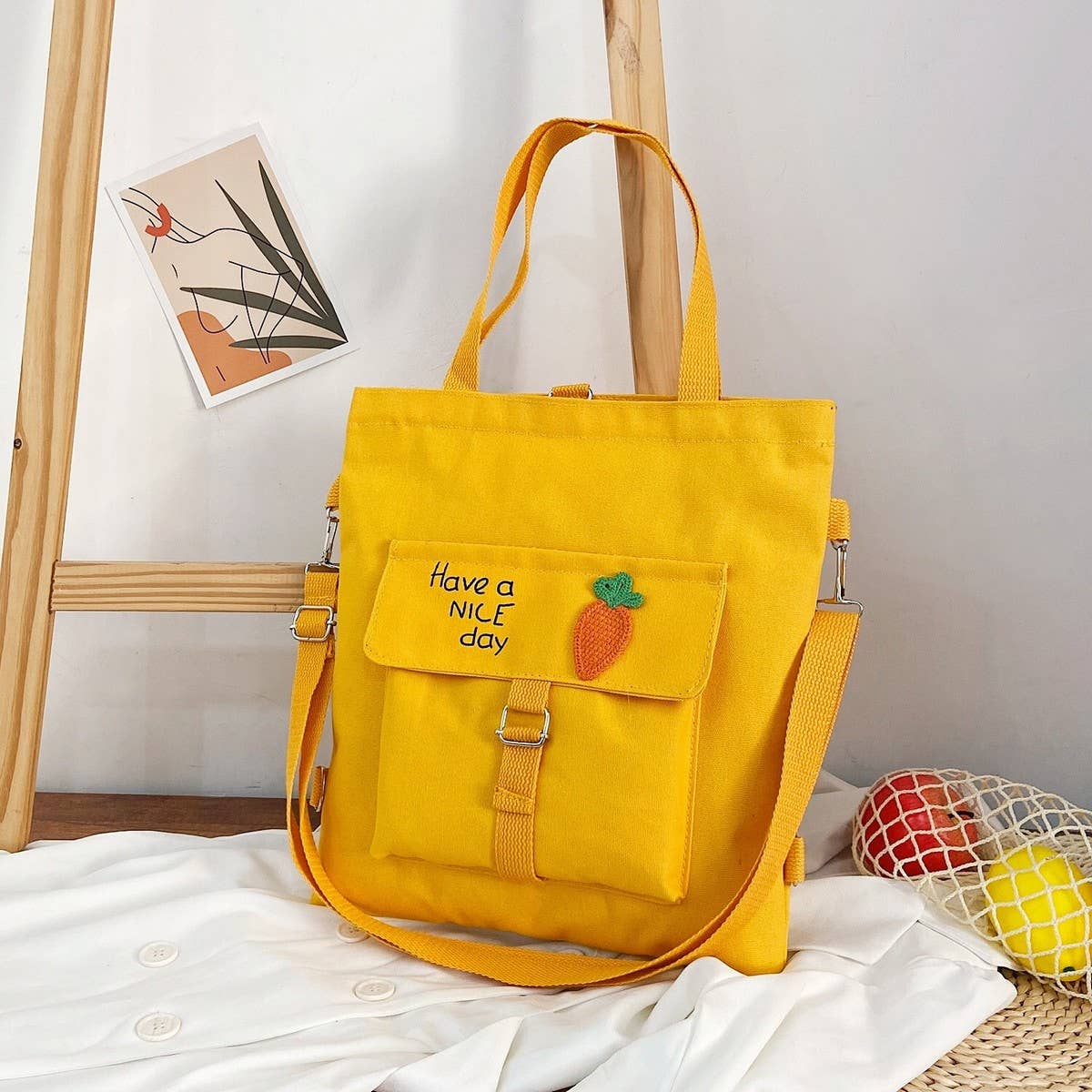 MULTI POCKET CANVAS BACKPACK TOTE BAG_CWAB1702