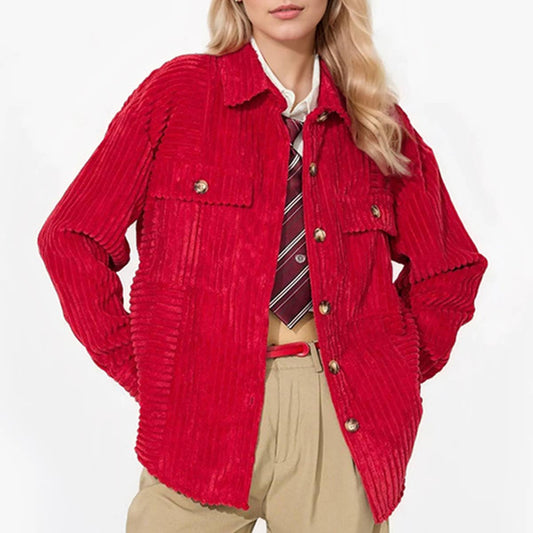 STYLISH LAPEL POCKET LONG-SLEEVED WOOLEN JACKET