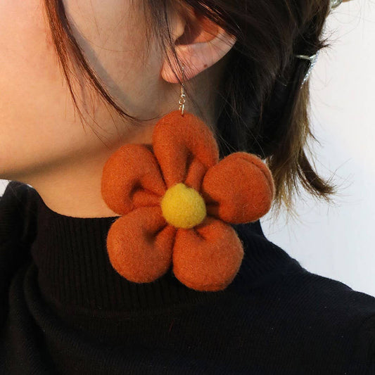 Handmade Large Floral Earrings Colorful Design