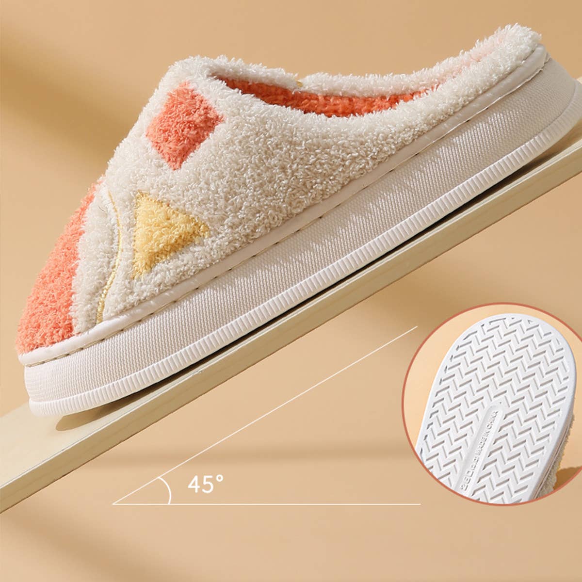 LEISURE NON-SLIP SPLICING COTTON SLIPPERS