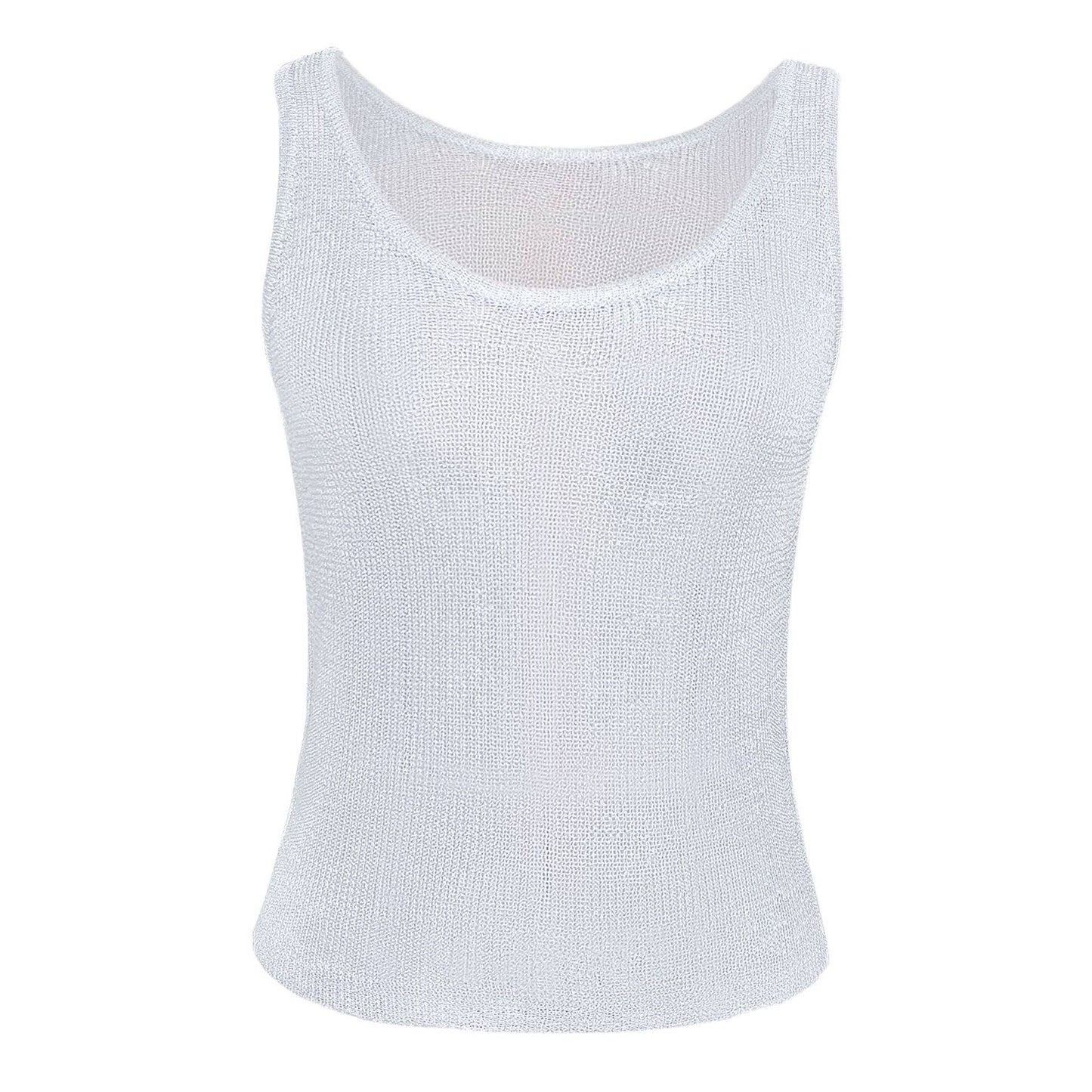 See-through slimming knitted shiny thread vest