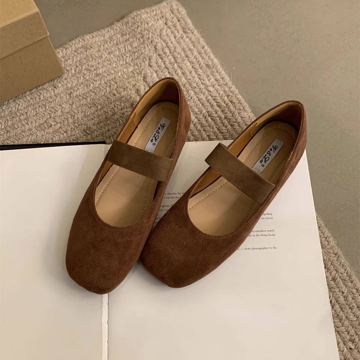 Suede Ballet Flats Mary Janes for Women_CWSHF0082