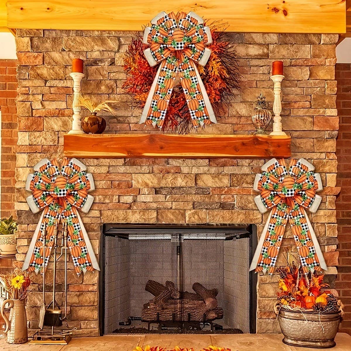 CWMM10253_ST. PATRICK DAY THANKSGIVING BOW WREATH FALL DECOR