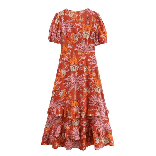 Temperament light mature printed long dress