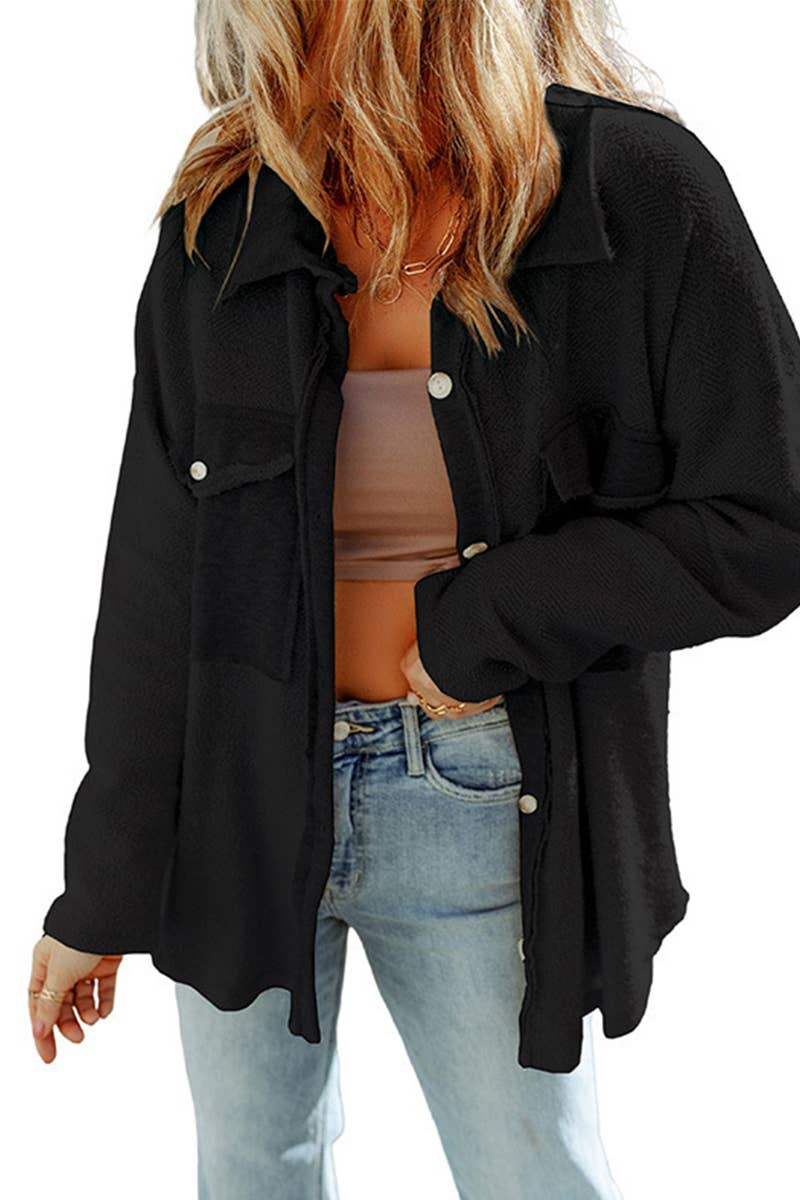 SINGLE-BREASTED CARDIGAN WITH SOLID COLOR LAPEL