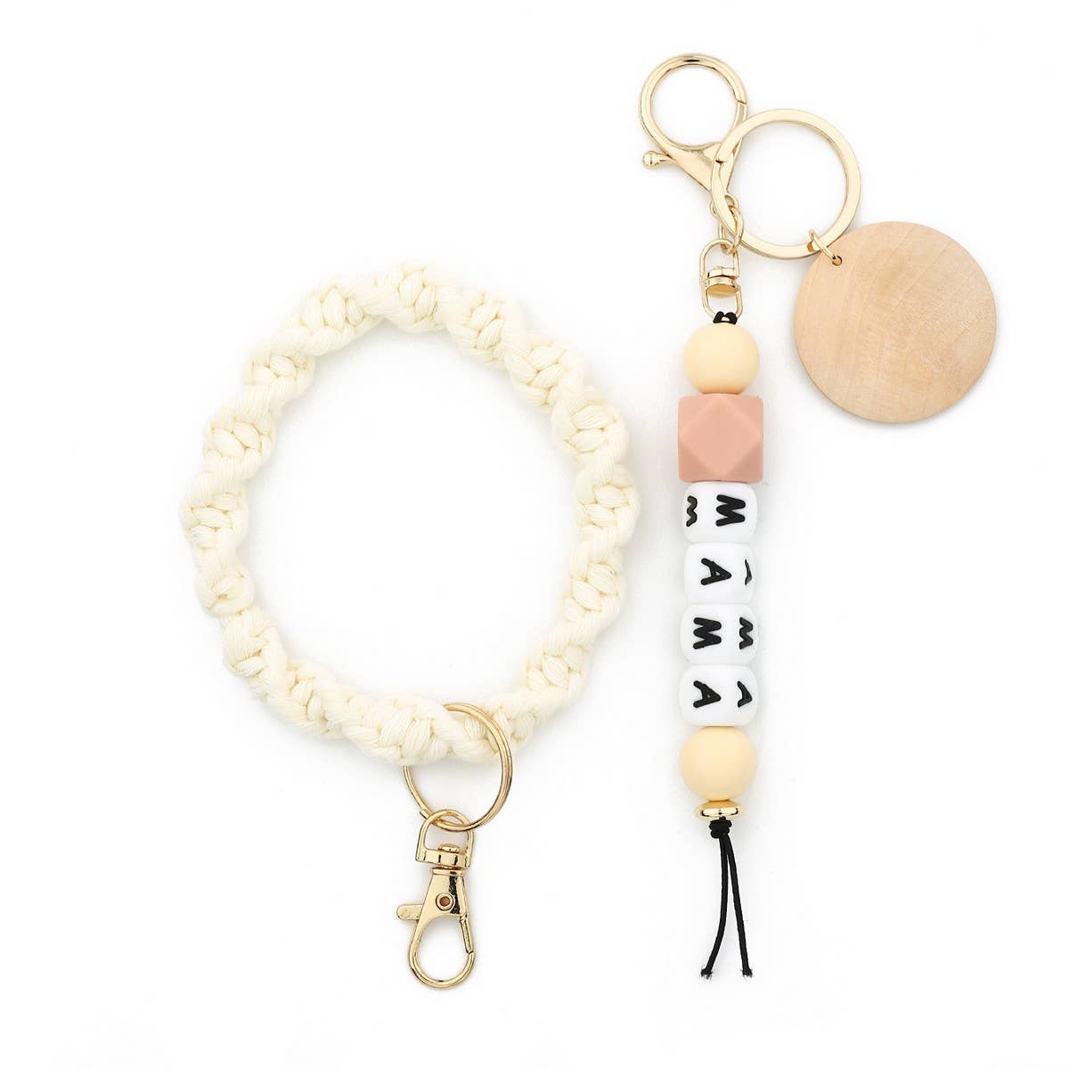 MAMA Letter Braided Silicone Bead Keychain