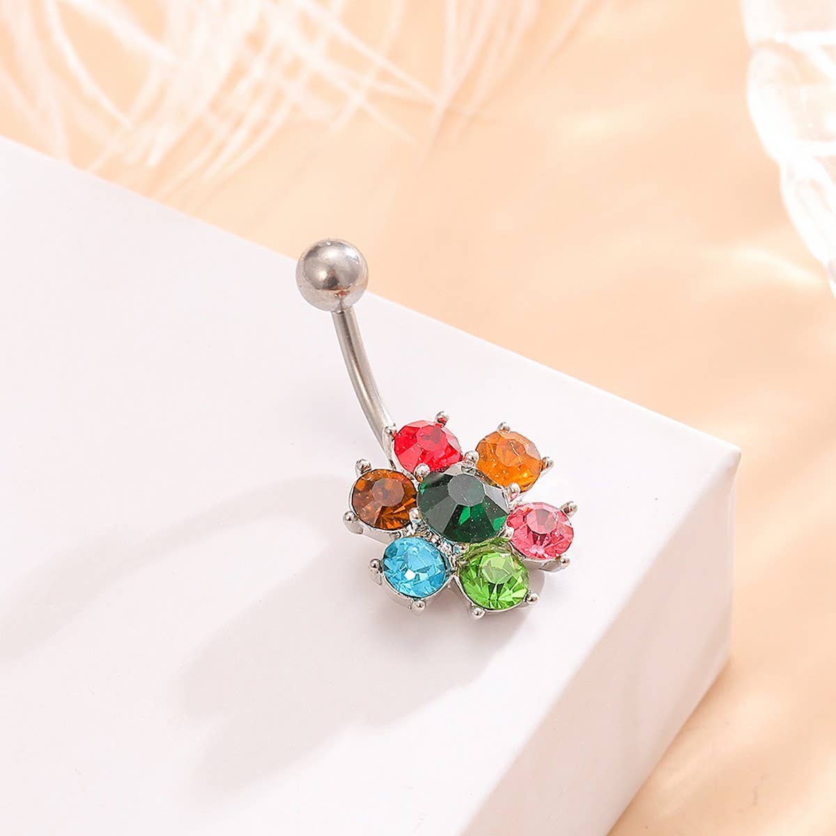 Delicate Colorful Flower Belly Ring Hot Sale