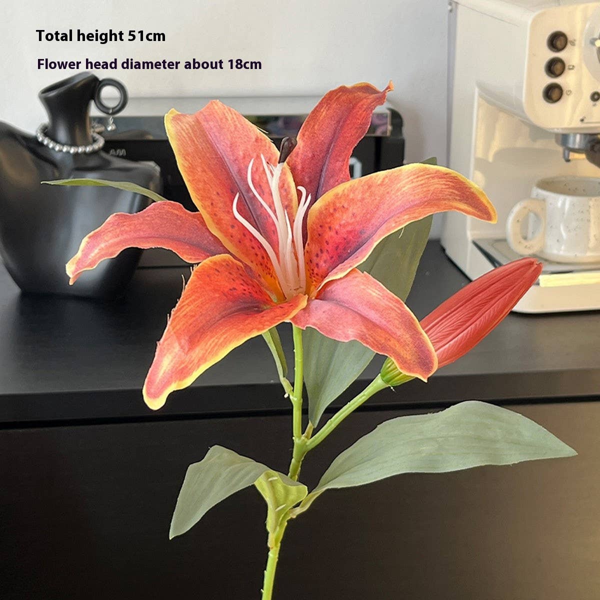 Vintage Autumn Artificial Lily with Bud and Bloom