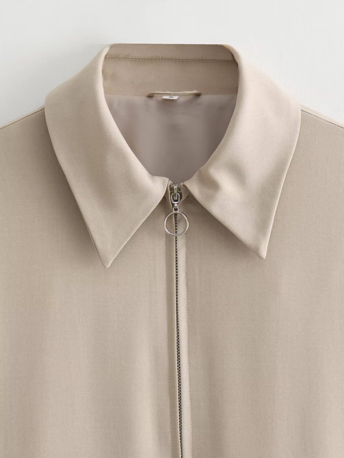 THREADED SUIT COLLAR ZIPPER JACKET