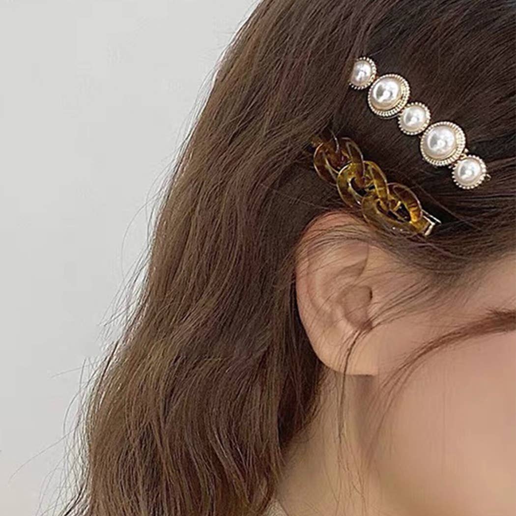 6PCS BOW FAUX PEARL DEARL DECOR HAIR CLIP_CWAHA0158