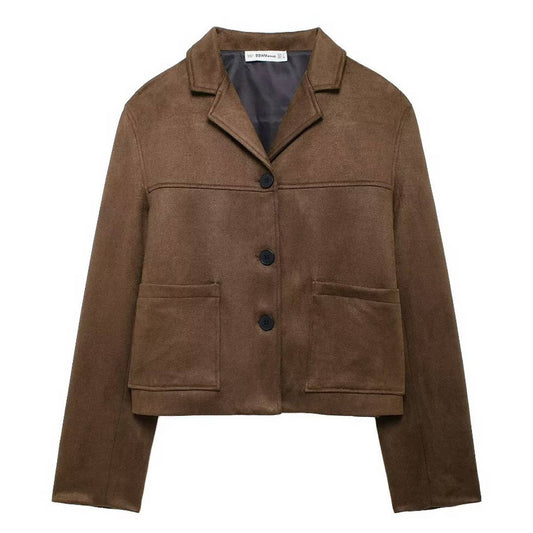 STREET FASHION SUEDE WOMEN'S LAPEL LEATHER JACKET