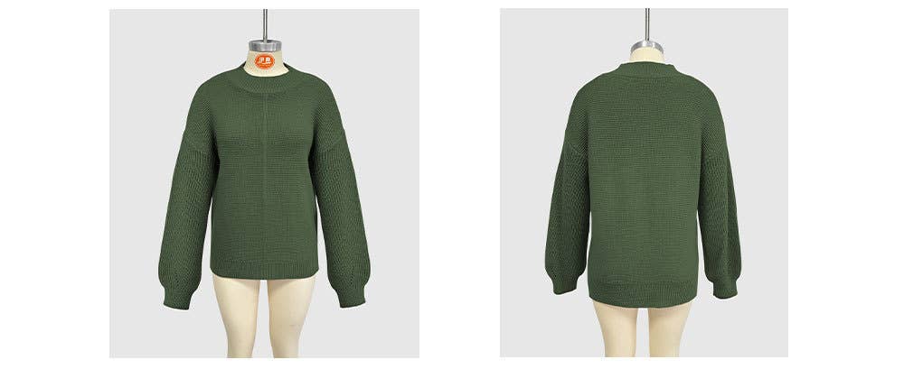 Solid color semi-high neck loose sweater