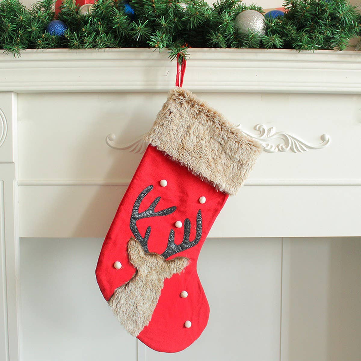 CHRISTMAS DECORATIONS CUTE DEER HEAD CANDY SOCKS
