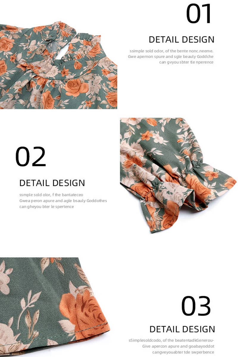 PRINTED LONG-SLEEVED HALF-TURTLENECK DRESS