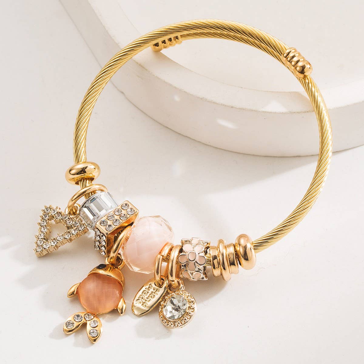 Stylish Stainless Steel Bracelet with GoldfishCharm_CWMM8582