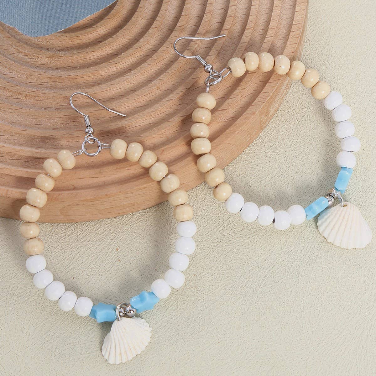 NEW SHELL BEADED PENDANT EARRINGS
