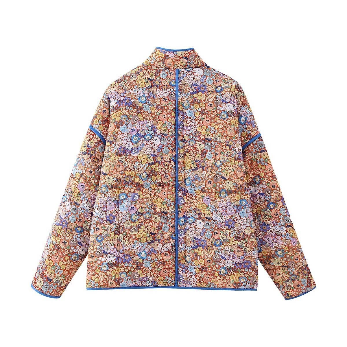 REVERSIBLE FLORAL LOOSE WARM QUILTED JACKETS