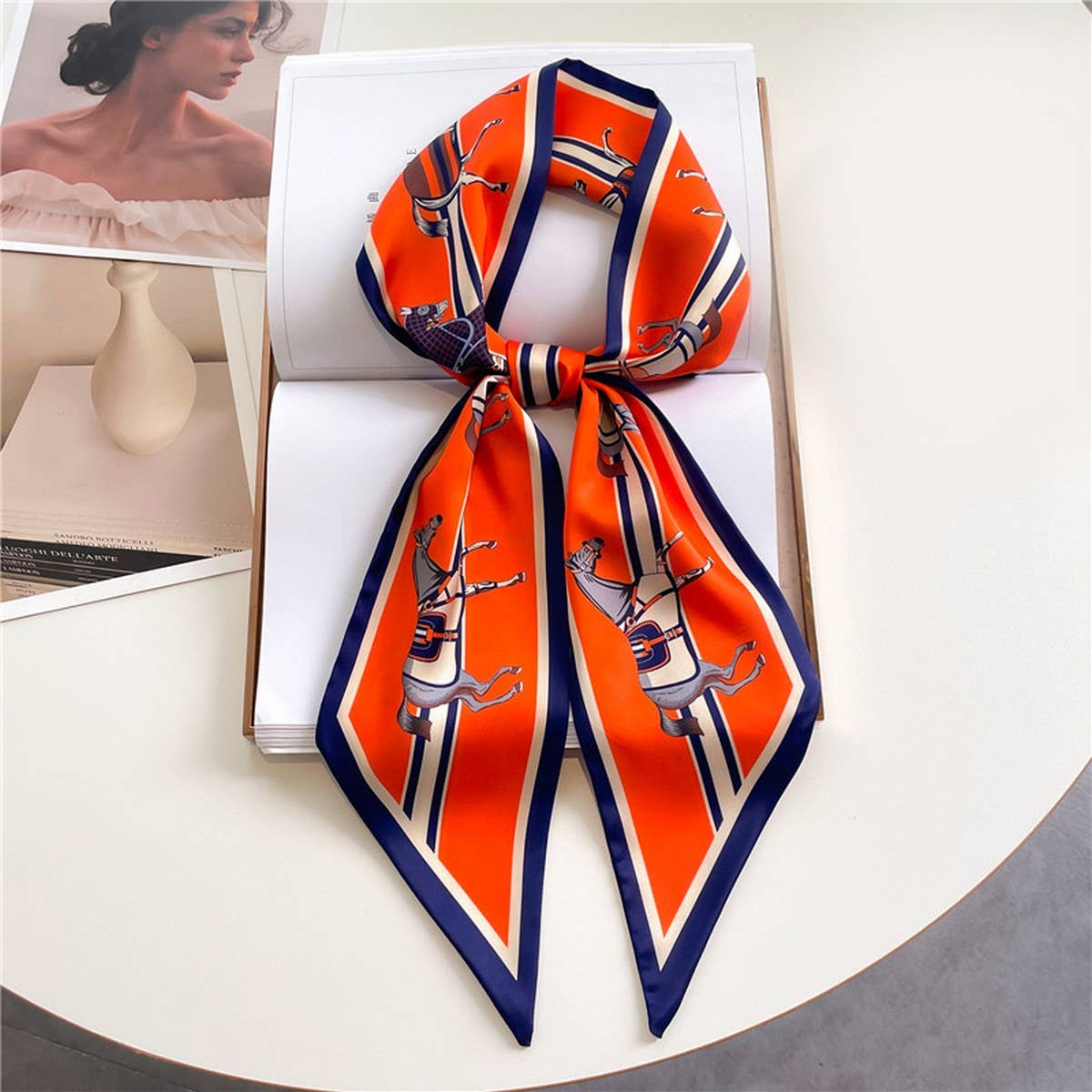 FASHIONABLE DOUBLE-LAYER RIBBON ANGLED HEAD SCARF