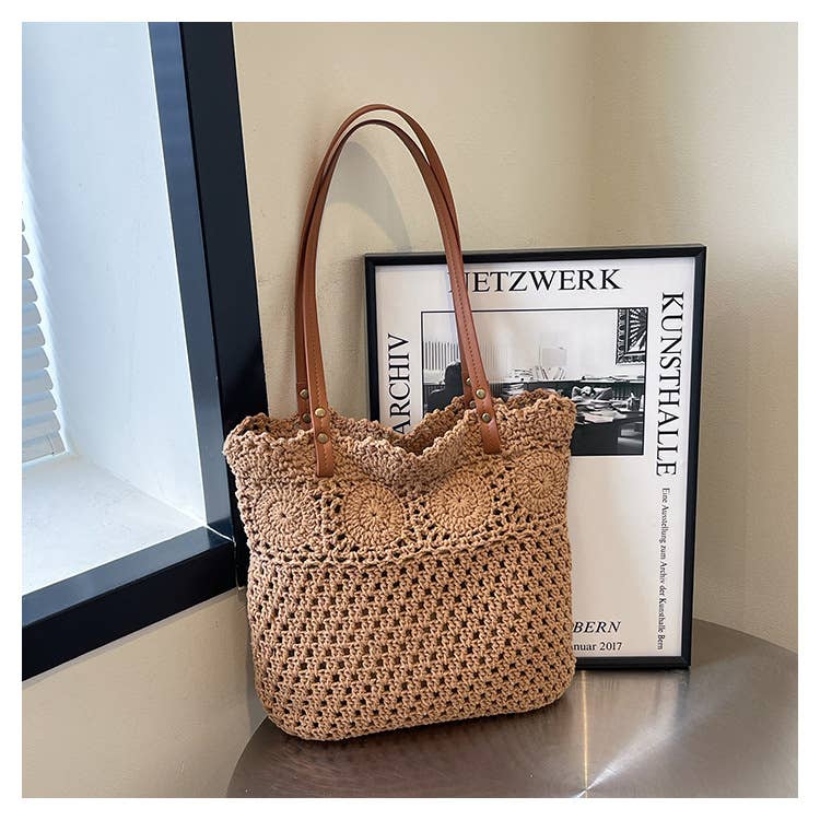 Hollowed-out large-capacity artistic woven bag