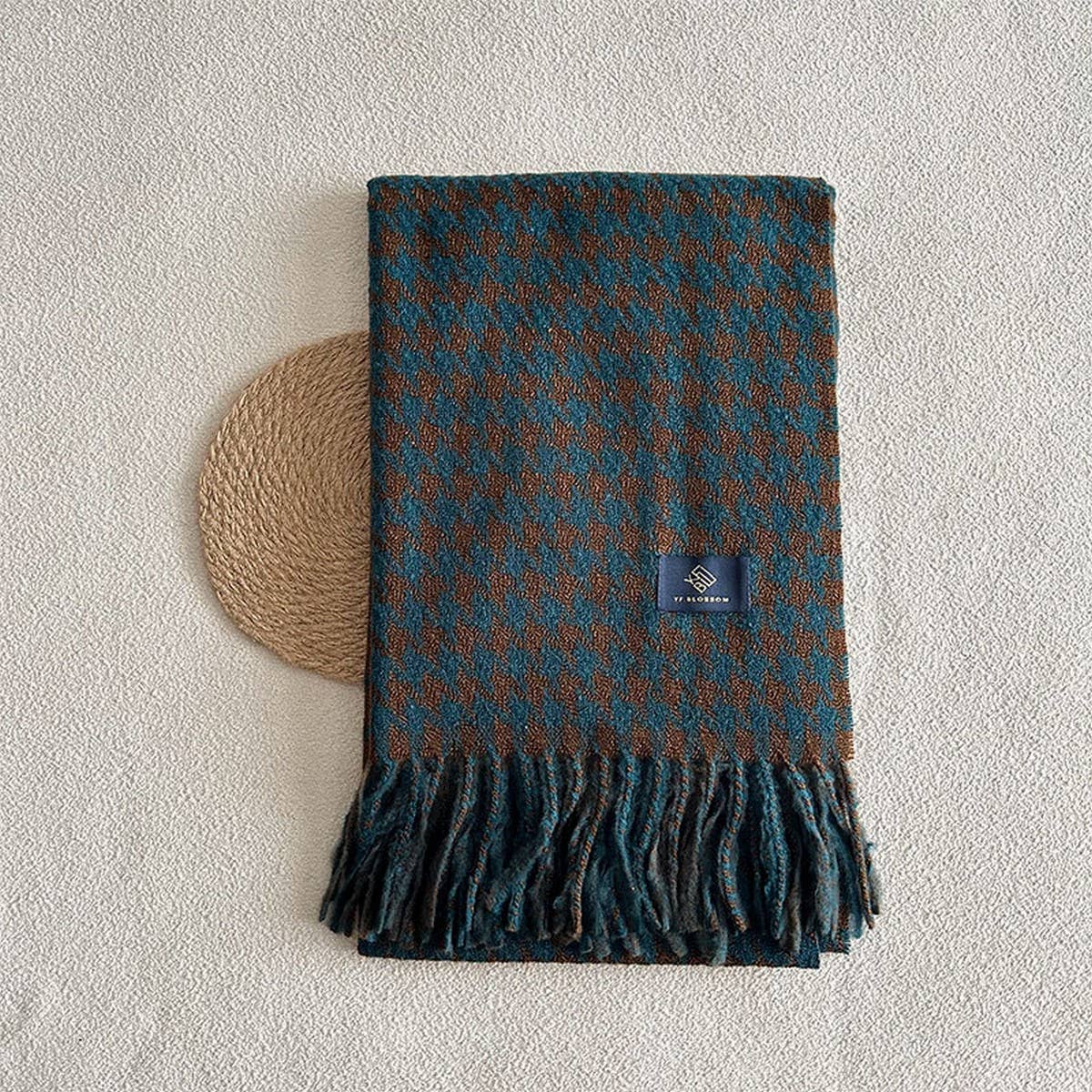 Reversible Houndstooth Scarf ? Soft Winter Wrap