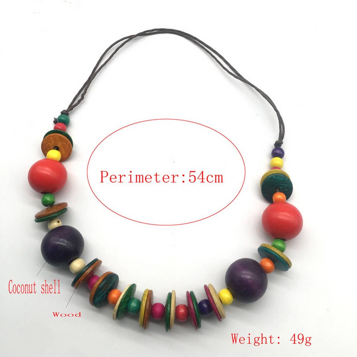 BOHEMIAN COLORFUL COCONUT WOOD BEAD NECKLACE_CWMM4561