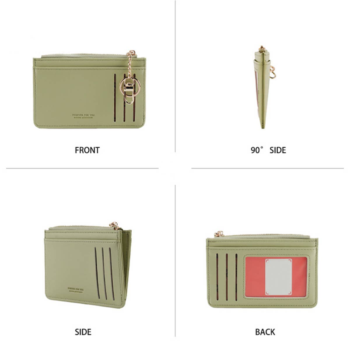 WOMEN SIMPLE SOLID COLOR WALLET WITH KEY RING_CWAB1239