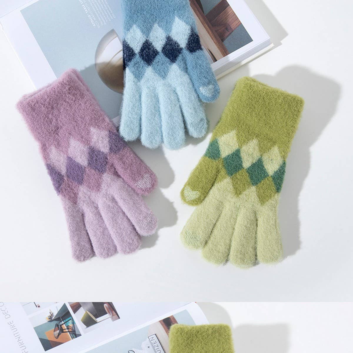 CWAG00557_WOMEN WINTER  KNIT TOUCHSCREEN GLOVES