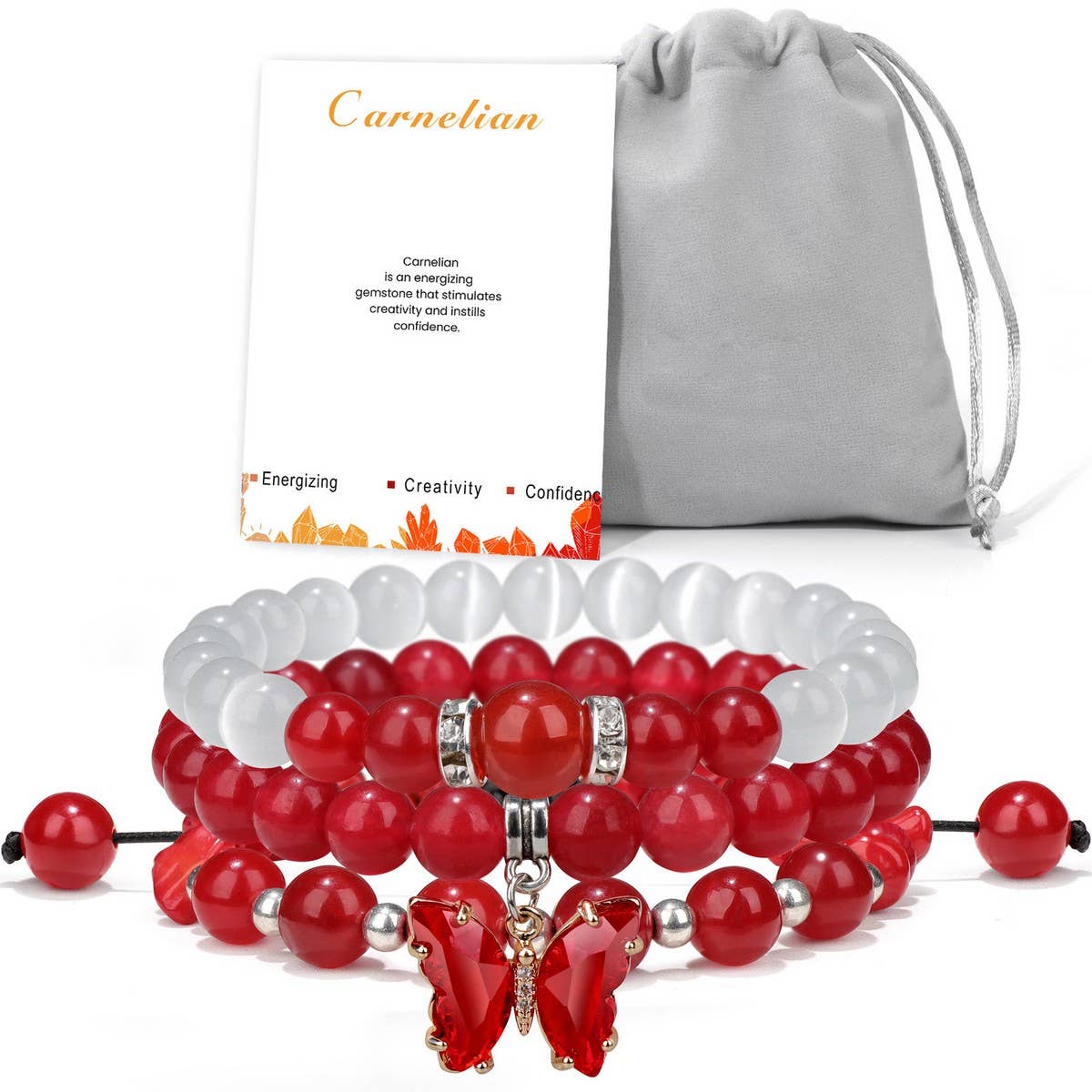 CWAJE4297_SIMPLE BUTTERFLY AMETHYST THREE-PIECE BRACELE