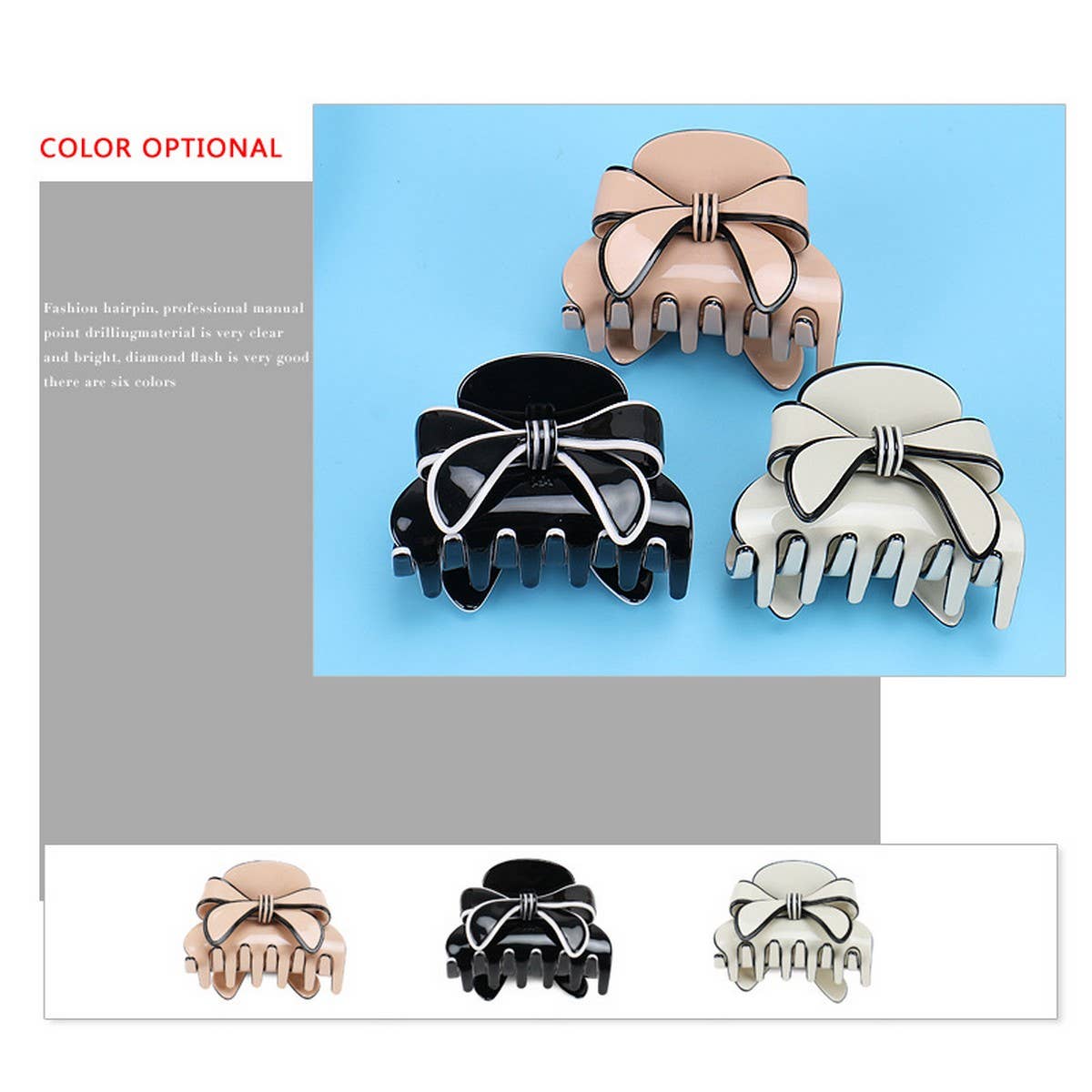 ACETATE SHEET HAIR ACCESSORIES BOW CLIP_CWAHA4319