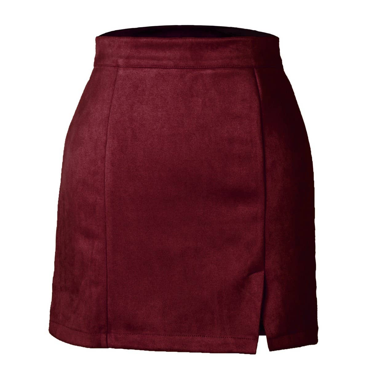 SUEDE HIP-HUGGING MINISKIRT HIGH WAIST ZIPPER SKIRT_CWAB4796