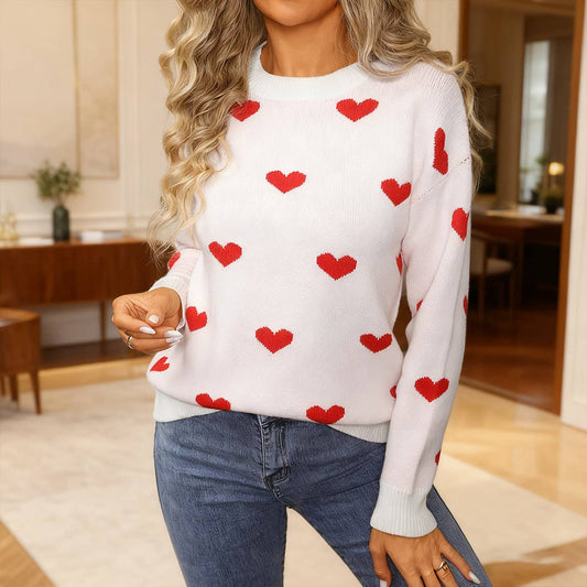 Patchwork Valentine'S Day Heart-Shaped Sweater