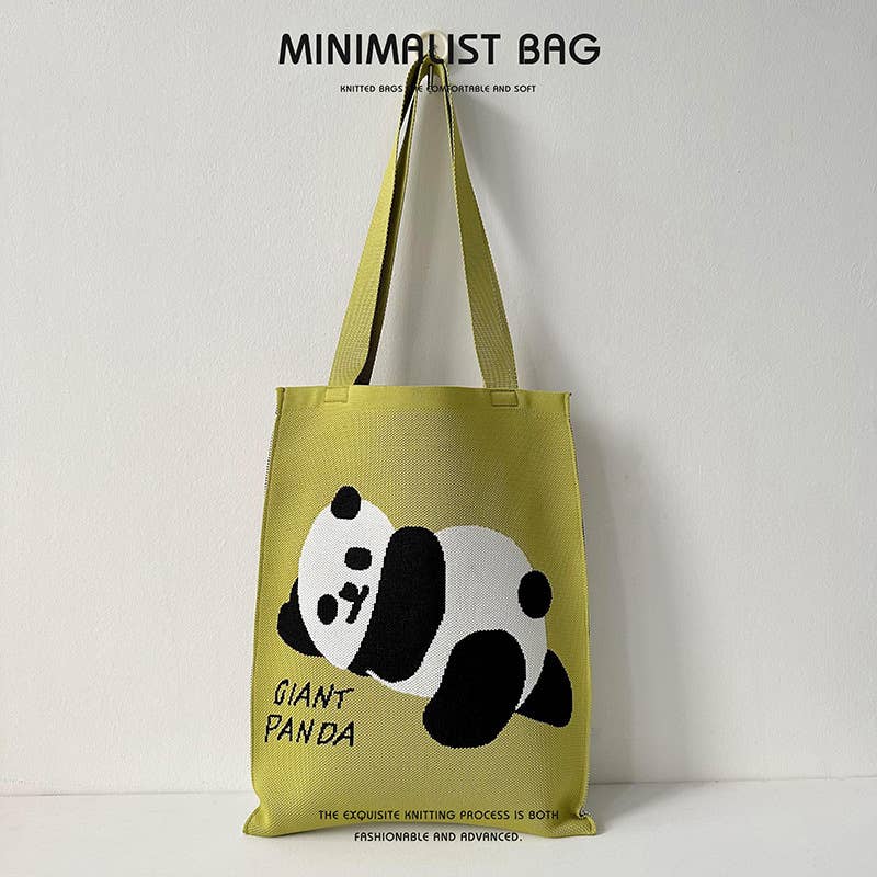 Niche cute panda knitted single-shoulder bag
